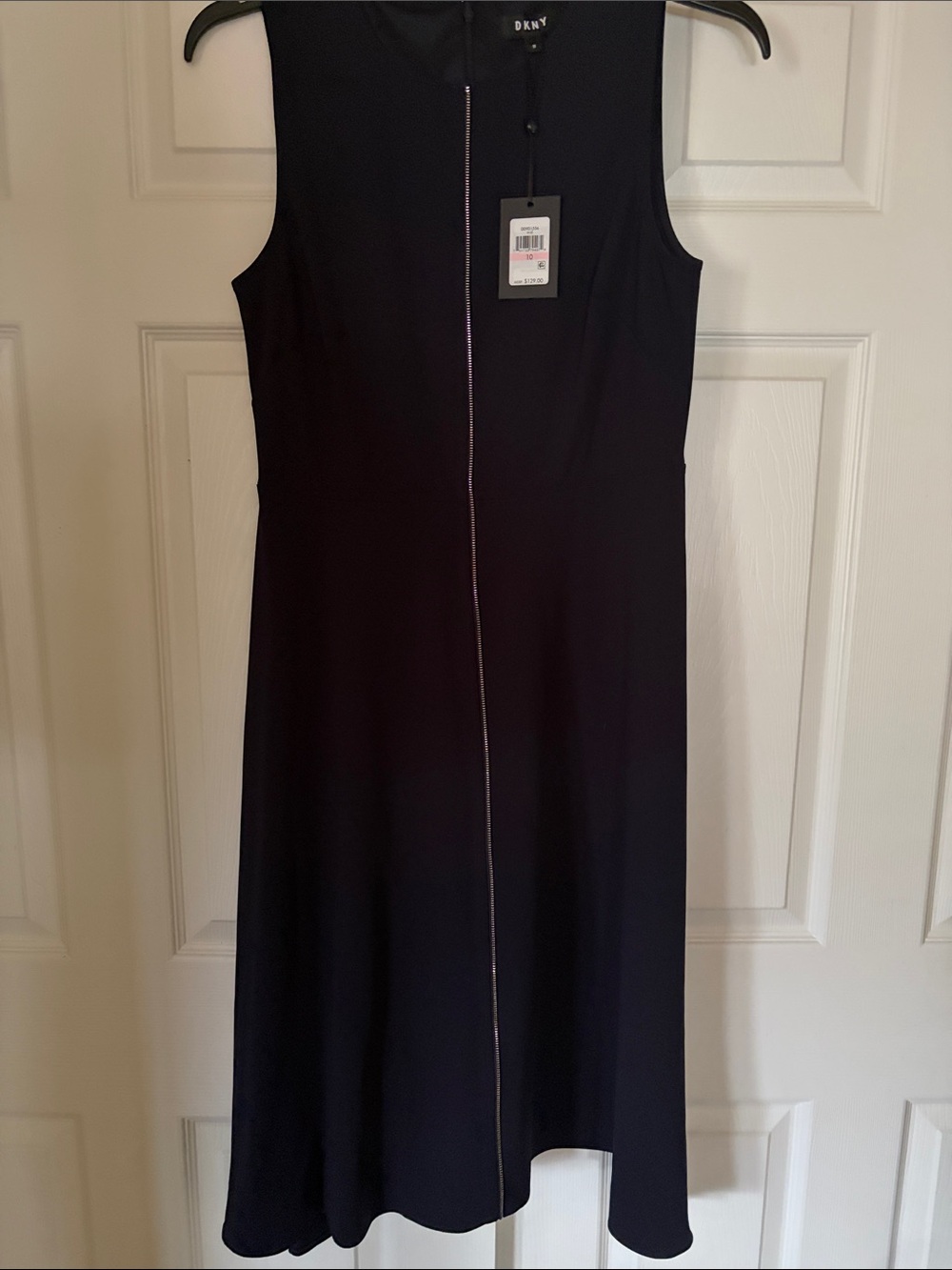 DKNY Black Strapless Zip-Front Dress
